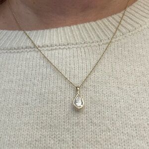 14k Yellow Gold 1.06 CT Lab Grown Diamond Bezel Pendant IGI Report and 10K Chain